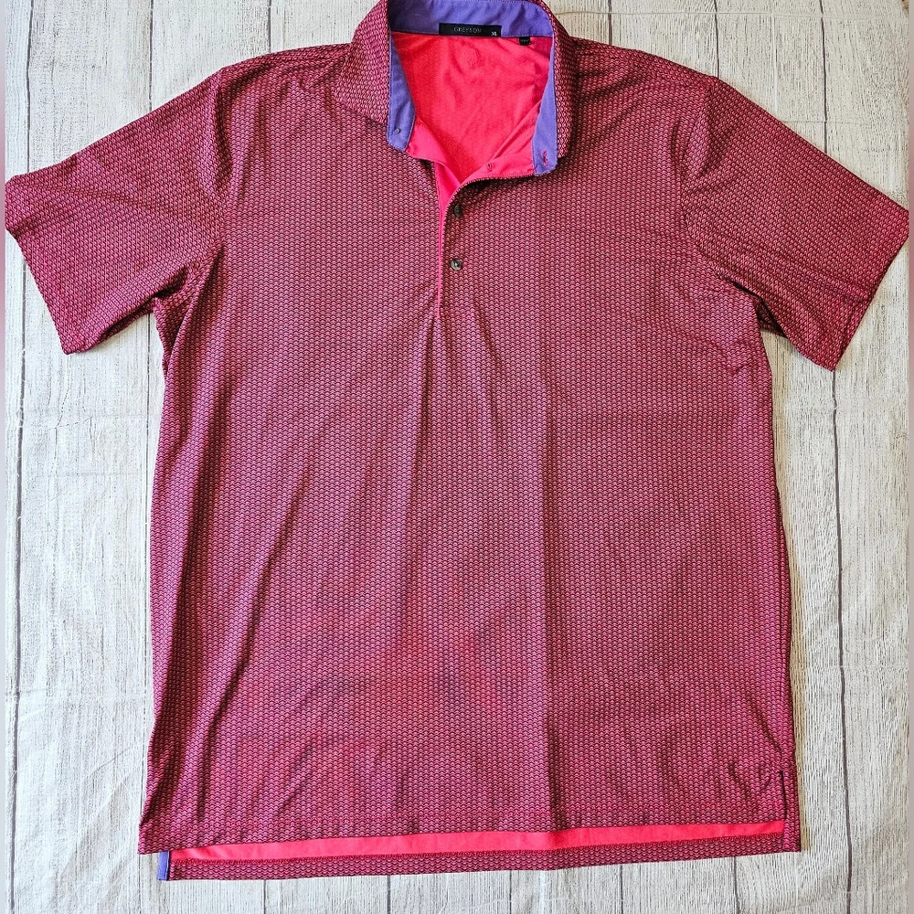 Greyson Men's Size XL Diamond Print Polo Shirt Golf Shirt Performance Short Slev